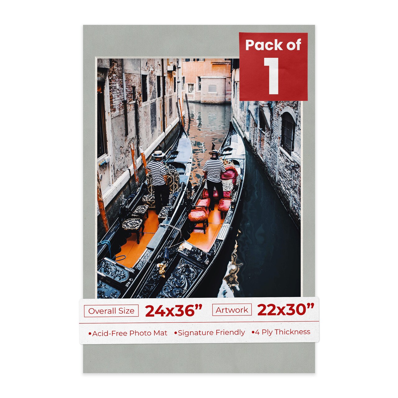 Light Grey Suede Mat Board for 24x36 Frames - Fits 22x30 Photos